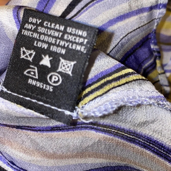 Lafayette 148 purple yellow pattern silk blouse 10 - Picture 7 of 11